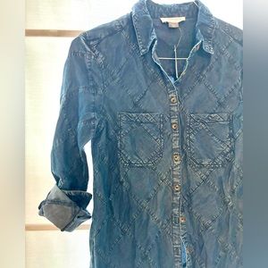 Anthropologie patterned chambray button down NWT